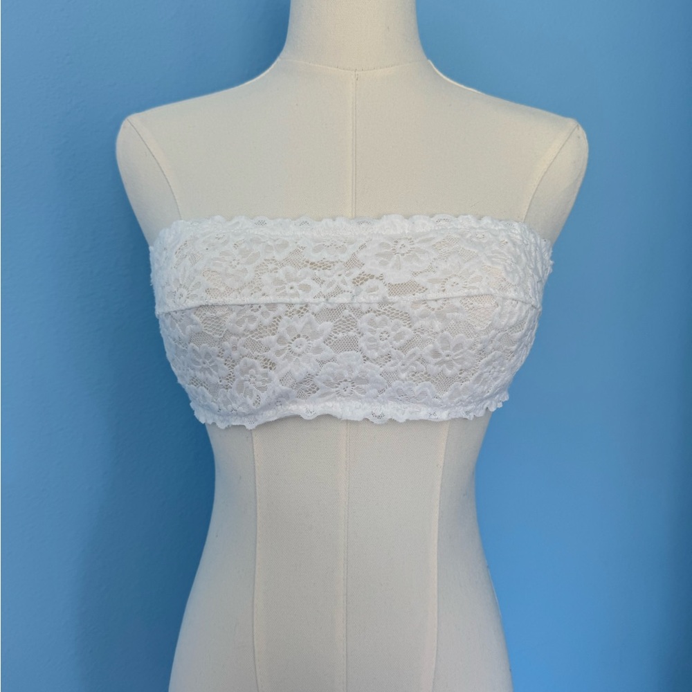 American Eagle Outfitters White Floral Lace Bandeau